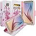 GALAXY WIRELESS for Galaxy S7 Case with Wallet, Samsung Galaxy S7 Wallet Case, Flip Folio [Kickstand Feature] Pu Leather Wallet Case with ID Slots for S7 Phone Case - Pink Lotus
