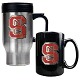 NCAA North Carolina State Wolfpack Stainless Steel Travel Mug & Ceramic Mug Set