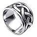 KONOV Mens Stainless Steel Ring, Vintage Celtic Knot, Black Silver