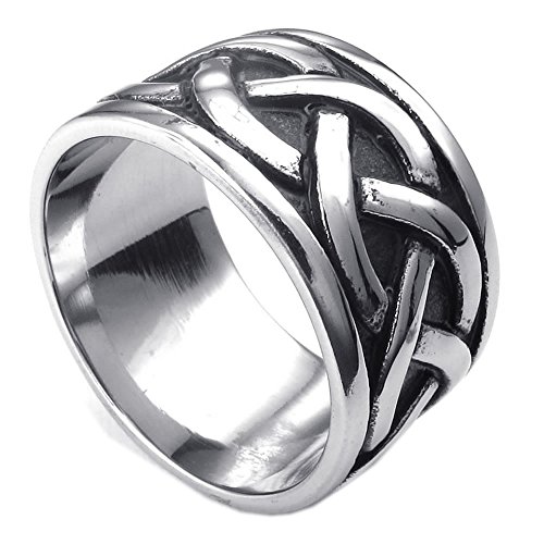 KONOV Mens Stainless Steel Ring, Vintage Celtic Knot, Black Silver