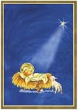 Caspari Box of 20 4-1/8 by 5-3/4 Holiday Notecards, Baby in manger