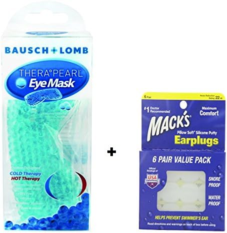 Sweet Dreams Combo Pack: Therapearls Eye Mask PLUS Mack's Earplugs 6 Pair