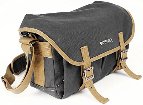 Vintage Waterproof Canvas Camera Bag Messenger Bag for Dslr Camera and Lens Gray Color