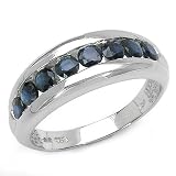 1.20 Carat Genuine Sapphire Sterling Silver Ring