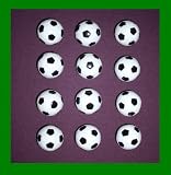 12 Black and White Engraved Soccer Foosballs