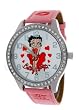 Betty Boop #BBW511B Women's Oversize Leather Strap Watch
