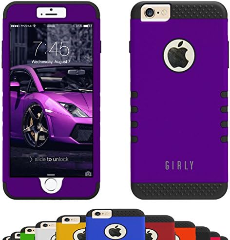 GIRLY iPhone 6s / 6 Case 4.7 Inch Impact Resistant Dual Layer Armor Hard / Soft Heavy Duty Shock Absorbent Drop Protective Cases By Vallt Cover For Apple I Phone - Lifetime Guarantee (Princess Purple)