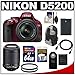 Nikon D5200 Digital SLR Camera & 18-55mm G VR DX AF-S Zoom Lens (Red) with 55-200mm VR Lens + 64GB Card + Battery + Backpack Case + Filters + Accessory Kit