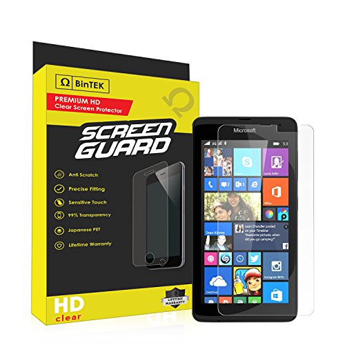 BinTEK Screen Guard Microsoft Lumia 535 Screen Protector PREMIUM Ultra-HD Scratch Resistant Clear Screen Protector Microsoft Lumia 535 / Compatible with All Lumia 535 Models