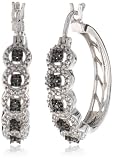 Sterling Silver Black Diamond Accent Hoop Earrings (0.05 cttw)