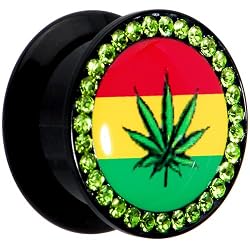 5/8" Rasta Pot Leaf Acrylic Stash Plug