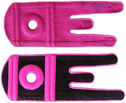 Lightweight Knee Brace + FREE Carrying Pouch From FitWearz - With Patella Cushion and 4 Spring Stabilizers - Pink - One Size