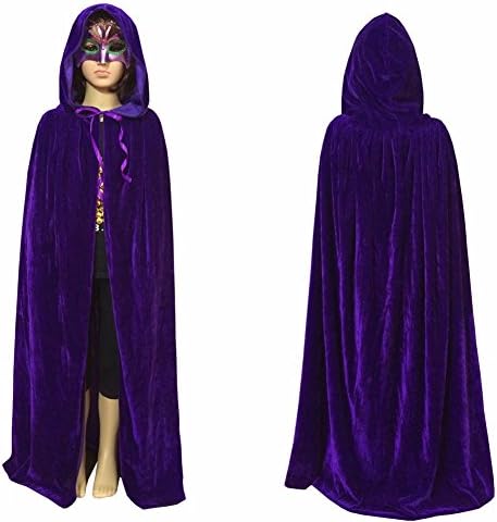 Child Kids Girl Boy Hooded Velvet Cape Cloak Halloween Fancy Dress Robe Costume (M, Purple)