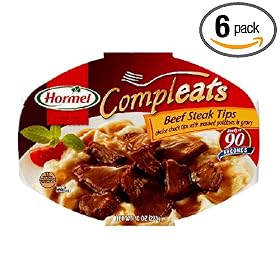Hormel Compleats Beef Steak Tips with Mash Potatoes, 10-Ounce Microwavable Bowls (Pack of 6)