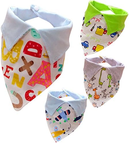 Infant Baby Bibs,False collar Unisex 4-Pack Absorbent (Arrows &amp; Triangles) Random Color