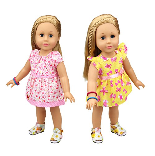 HappyBB Baby Doll Clothes Skirt Fits 14 inches American Girl Doll - 2 PCS Floral Dress