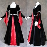 Black and Red Medieval Renaissance Vampire Gown Dress Costume LOTR Wedding Goth Small by Artemisia Designs