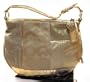 Coach 13643 Ali Pieced Leather and Fabric Hobo Handbag in Khaki and Gold