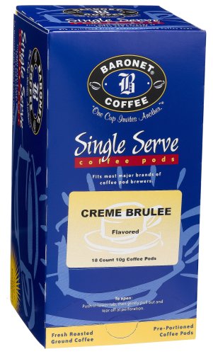 Baronet Coffee Crème Brulee Coffee Pods, 18-Count Boxes (Pack of 4) by Coffee Pods