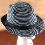 Soft Fedora Trilby Gangster Crushable Hat Straw Black Band - Medium / Large