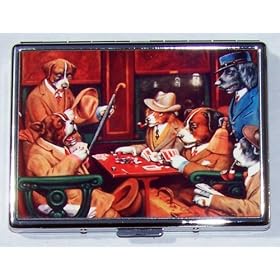 Hand Made DOG POKER RED Retro Cigarette ID Billfold Case
