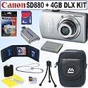 Canon PowerShot SD880IS 10MP Digital Camera (Silver) + 4GB Deluxe Accessory Kit