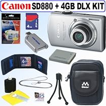 Canon PowerShot SD880IS 10MP Digital Camera (Silver) + 4GB Deluxe Accessory Kit