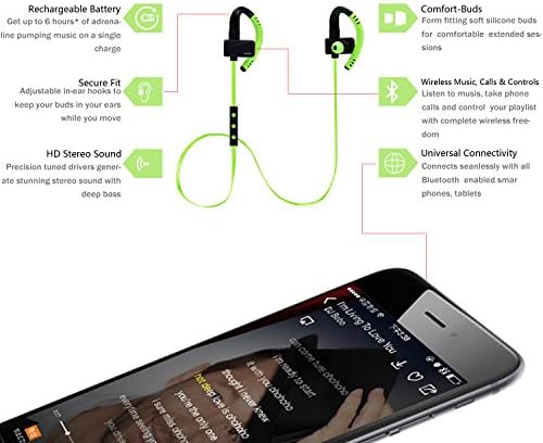 Suktat Sowak In Ear Wireless Sports Bluetooth Earphones 4.1 Ear-Hook Headphones With Microphone MIC S301 Green