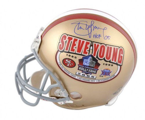 Mounted Memories San Francisco 49Ers Steve Young Signed Hall Of Fame Helmet