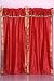 Pair Fire Brick sari curtains with attached beaded valance