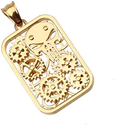 Rotatable Mechanic Gear Necklace Mens Fashion Titanium Steel Shaft Pendant
