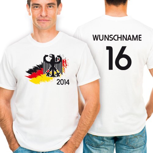 Deutschland Premium T-Shirt zur Fussball WM 2014 personalisiert mit eigener Rückennummer und Wunschname Gr.5XL