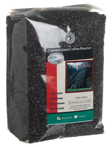 Camano Island Coffee Roasters Honduras Dark Roast, Whole Bean, 5 Pound Bag by Camano Island Coffee Roasters