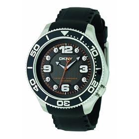 DKNY NY1364 Gents Black Rubber Strap Watch With Black Dial