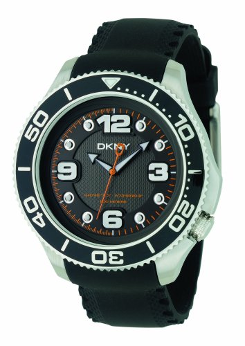 DKNY NY1364 Gents Black Rubber Strap Watch With Black Dial
