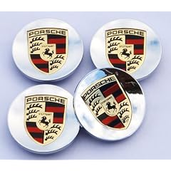PORSCHE ALLOY WHEEL CENTRE CAPS HUB EMBLEM / Porsche 911 Cayenne Cayman Boxster Nabendeckel Felgendeckel Nabenkappen Logo 76mm Silber/Gold 'SATZ VON 4'