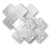 Nippies Silver Sequin Metallic Cross Waterproof Self Adhesive Fabric Nipple Cover Pasties