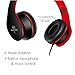 Junwer Lightweight Folding 3.5mm Stereo Over-ear Portable Stretch Headsets with Build-in Microphone, Black/red BC33169