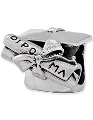 Reflection Beads Silver Grad Cap with Diploma Graduation Bead
