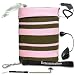 Kroo Soxx Sleeve for Kindle DX ( ND10SX03 ,Pink/Brown) + USB Data Cable + Black Car Charger + Black E-Reader Light + Determination Strap (Combo)