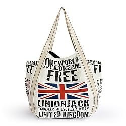 ILEA - [Free Flag] 100% Cotton Eco Canvas Shoulder Tote Bag / Shopper Bag / Multiple Pockets