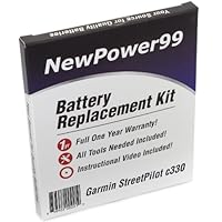 Battery Replacement Kit for Garmin StreetPilot c330 with Installation Video, Tools, and Extended Life Battery.