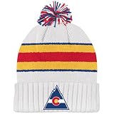 Colorado Rockies White CCM Classics Cuffed Pom Knit Hat