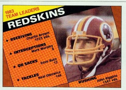 1984 Topps #375 John Riggins TL - Washington Redskins (Team Leaders)(Football Cards)