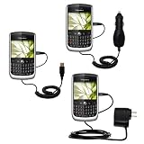 Deluxe Kit for the Blackberry 9300 includes a USB cable with Car and Wall Charger - uses Gomadic TipExchange Technology