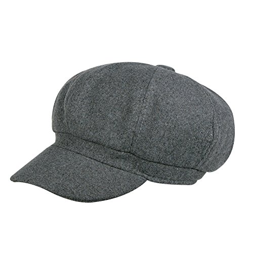 Vbiger Men and Women's Wool Fedora Newboys Hat (Grey)