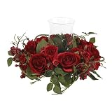 Red Rose Candelabrum Silk Flower Arrangement - B0032TT11K