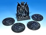 4 Gothic Gargoyle Coasters in Holder Celtic Knots Collectible