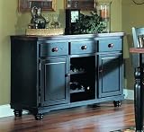 Oxford Collection Black Solid Wood Formal Dining Room Server