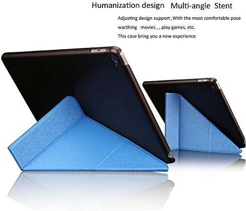 Dilou Origami Style Cross Texture Premium PU Leather Case Smart Wake Up/Sleep Cover for iPad air2 [Blue color ] color [Transformers style]